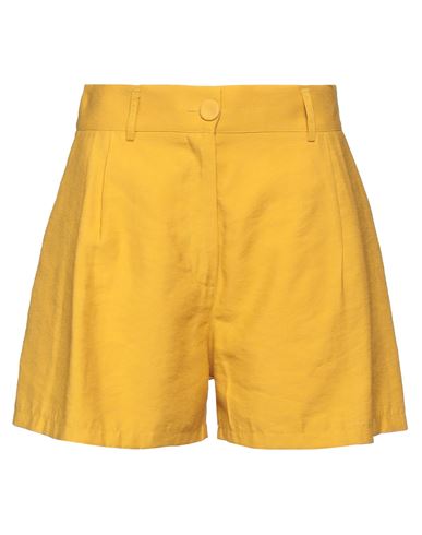 Paperlace London Woman Shorts & Bermuda Shorts Mustard Size 8 Viscose, Polyester In Yellow