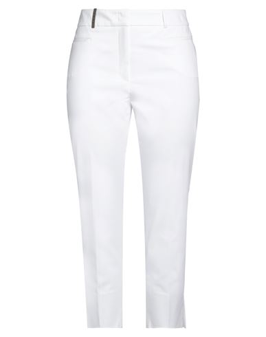Peserico Woman Pants White Size 10 Cotton, Elastane