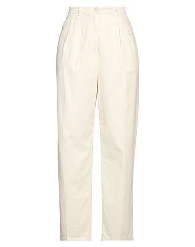 Shop Semicouture Woman Cropped Pants Ivory Size 8 Cotton, Elastane In White