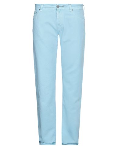 Shop Jacob Cohёn Man Pants Sky Blue Size 37 Cotton, Linen
