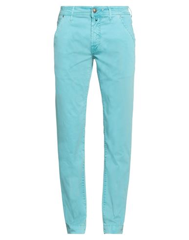 Shop Jacob Cohёn Man Pants Turquoise Size 35 Cotton, Elastane In Blue