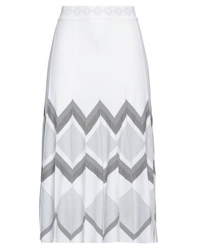 D-exterior D. Exterior Woman Midi Skirt White Size M Viscose, Polyester, Polyamide, Metallic Polyester