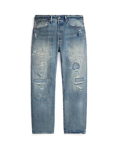 Shop Polo Ralph Lauren Classic Fit Distressed Jean Man Jeans Blue Size 34w-34l Cotton
