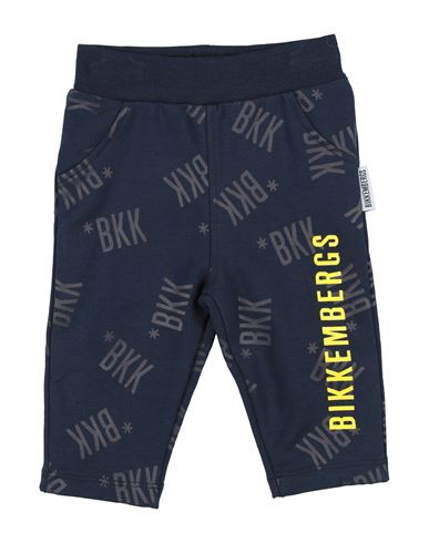 Shop Bikkembergs Newborn Boy Pants Midnight Blue Size 3 Cotton, Elastane
