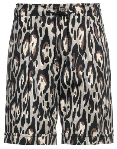 Roberto Cavalli Leopard Print Bermuda Shorts In Grey