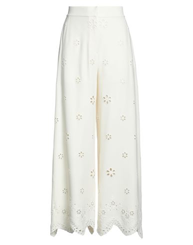 Elie Saab Woman Pants Ivory Size 14 Silk, Cotton, Viscose, Acetate, Synthetic Fibers In White