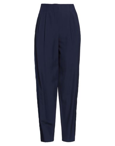 Shop Emporio Armani Woman Pants Navy Blue Size 12 Viscose, Virgin Wool