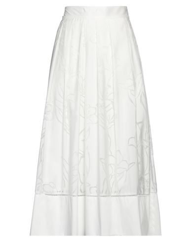 Clips Woman Midi Skirt White Size 14 Viscose, Polyester, Cotton, Polyamide, Elastane