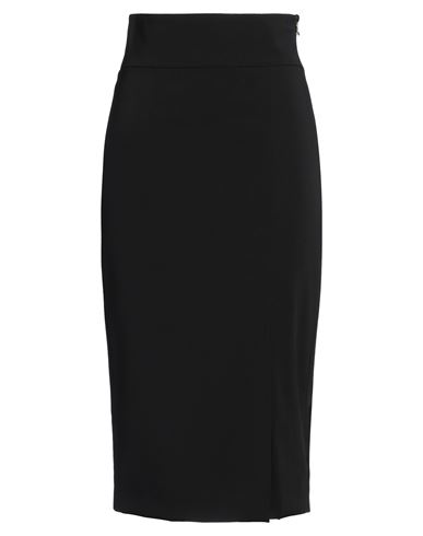 PATRIZIA PEPE PATRIZIA PEPE WOMAN MIDI SKIRT BLACK SIZE 6 POLYESTER, ELASTANE 
