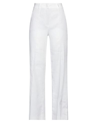 Cambio Woman Pants White Size 4 Linen, Cotton, Elastane