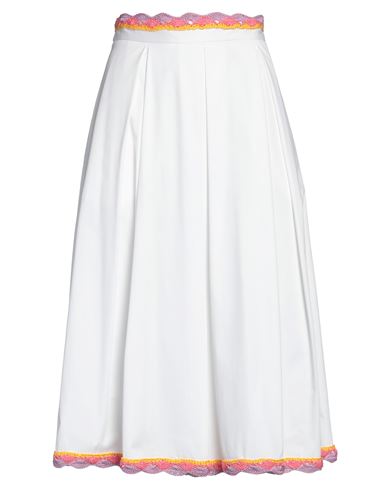 Shop Moschino Woman Midi Skirt White Size 14 Cotton, Viscose, Elastane