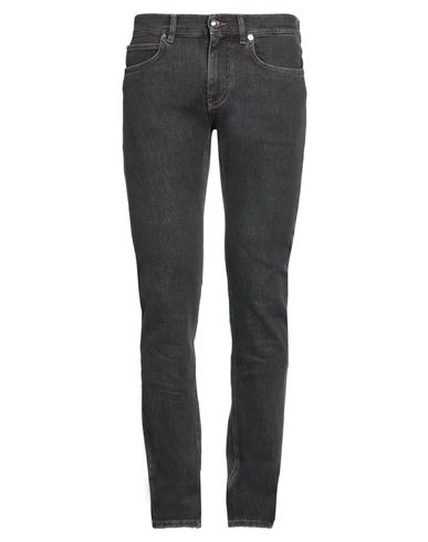 Shop Versace Man Jeans Grey Size 34 Cotton, Elastane, Calfskin