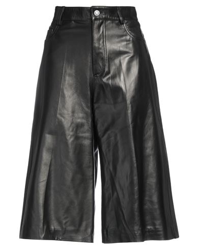 B & W Woman Cropped Pants Black Size 8 Soft Leather, Viscose In Brown