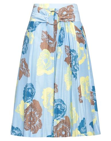 Ferragamo Woman Midi Skirt Azure Size 8 Cotton, Silk In Blue