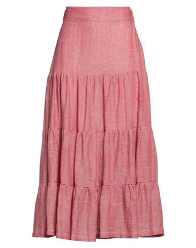 Vicario Cinque Woman Midi Skirt Brick Red Size S Linen