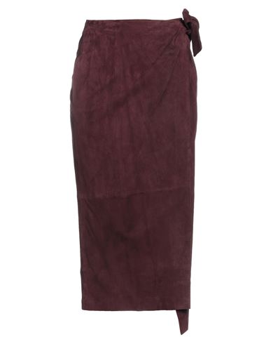 Via Masini 80 Woman Midi Skirt Beige Size 6 Soft Leather In Purple