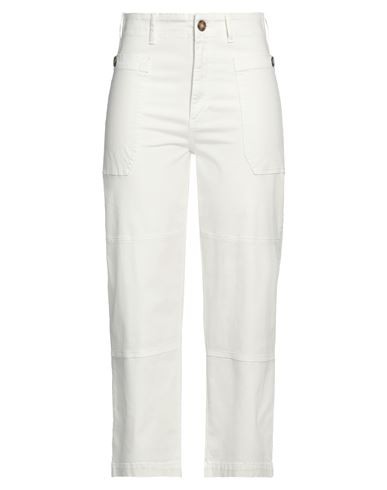 Frame Woman Pants White Size 28 Cotton, Elastane