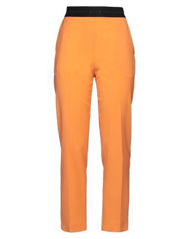 Msgm Woman Pants Orange Size 4 Virgin Wool, Elastane