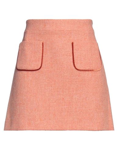 Paul & Joe Woman Mini Skirt Rust Size 6 Virgin Wool In Red