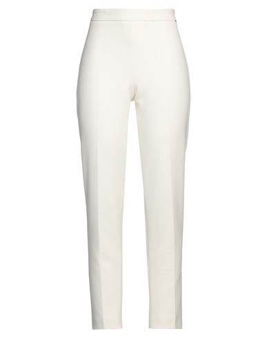 Hugo Boss Boss Woman Pants Ivory Size 14 Recycled Polyester, Viscose, Wool, Elastane In White