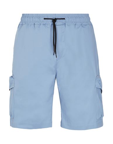 8 By Yoox Cotton Waistband Cargo Shorts Man Shorts & Bermuda Shorts Light Blue Size 38 Cotton, Elast
