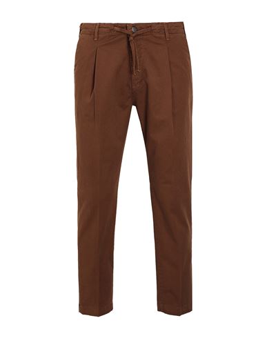 8 By Yoox Organic Cotton Lace-up Carrot-fit Chino Man Pants Brown Size 34 Organic Cotton, Elastane