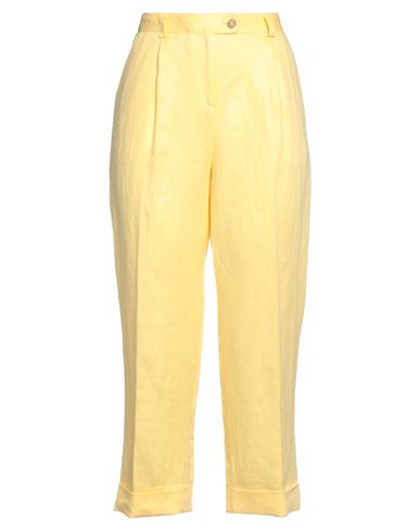 Barba Napoli Woman Pants Yellow Size 6 Linen