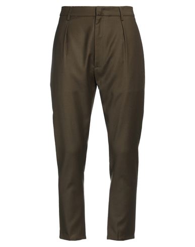 Shop Dondup Man Pants Military Green Size 34 Virgin Wool, Elastane