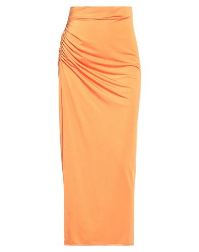 Actualee Woman Maxi Skirt Orange Size 8 Polyester