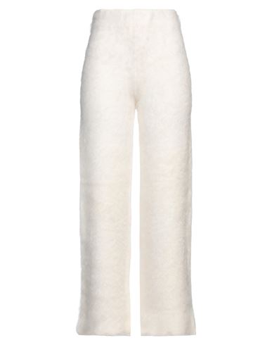 Dondup Woman Pants Off White Size 6 Wool, Polyamide, Mohair Wool, Acrylic In Off White