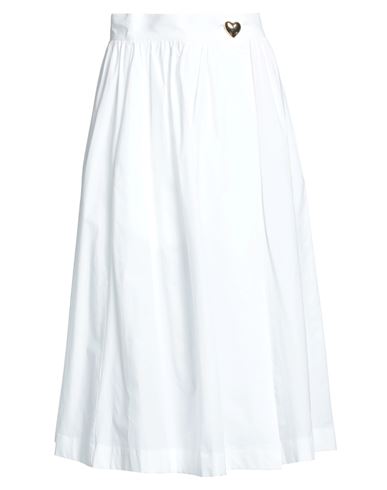 Moschino Woman Midi Skirt White Size 8 Cotton, Elastane