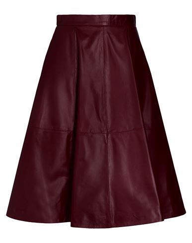 8 By Yoox Leather High-waist Midi Skirt Woman Midi Skirt Burgundy Size 12 Lambskin In Red