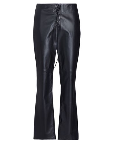 8 By Yoox Leather Lace-up Pants Woman Pants Black Size 12 Lambskin