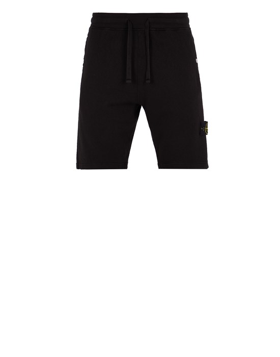 Stone Island Fleece Bermuda Shorts Black Cotton