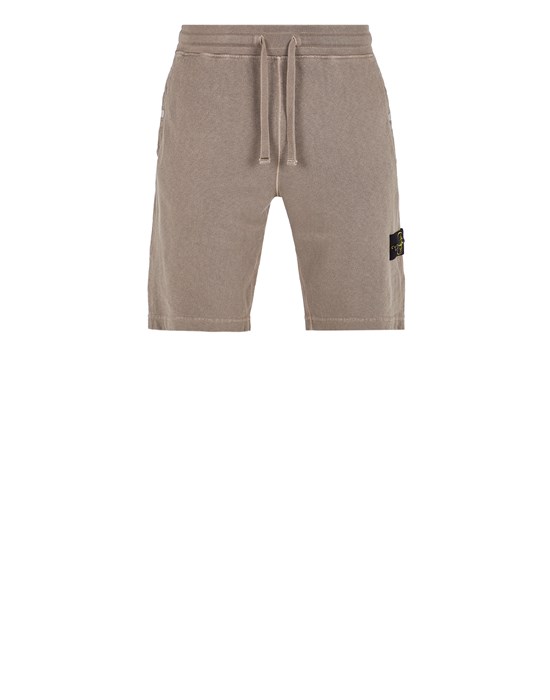 Stone Island Fleece Bermuda Shorts Grey Cotton In Gray