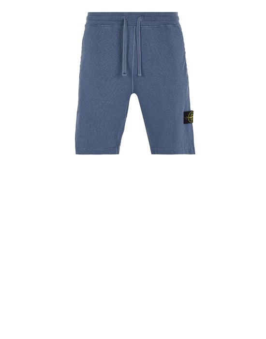 Stone Island Fleece Bermuda Shorts Blue Cotton