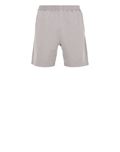 Shop Stone Island Fleece Bermuda Shorts Grey Cotton In Gris