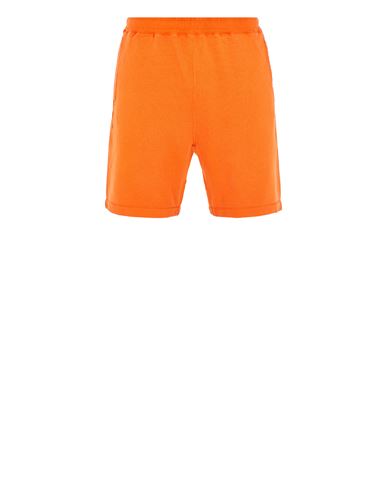Shop Stone Island Fleece Bermuda Shorts Orange Cotton