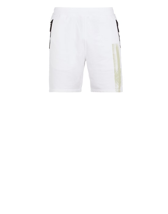 Stone Island Fleece Bermuda Shorts White Cotton