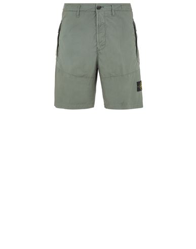 Stone Island Bermuda Shorts Green Cotton, Elastane In Gray