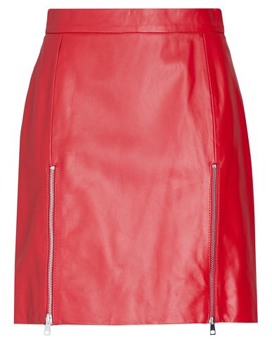 8 By Yoox Leather Zip-up Split Mini Skirt Woman Mini Skirt Tomato Red Size 12 Lambskin