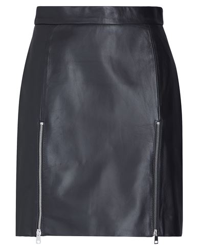 8 By Yoox Leather Zip-up Split Mini Skirt Woman Mini Skirt Black Size 12 Lambskin