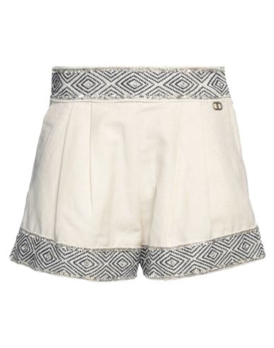 Twinset Woman Shorts & Bermuda Shorts Off White Size 12 Linen, Cotton, Polyester, Viscose