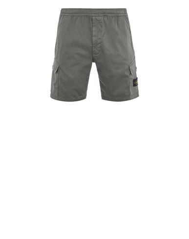 Stone Island Bermuda Shorts Green Cotton, Elastane In Gray