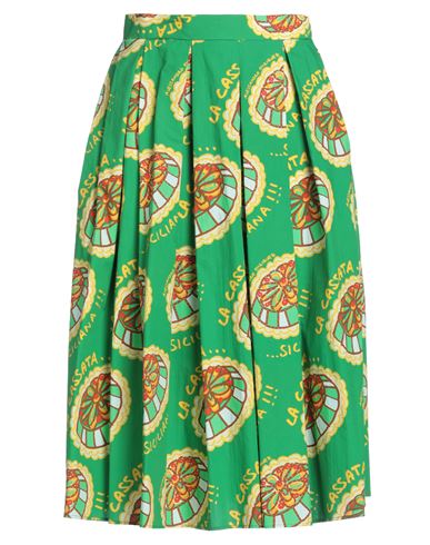 Alessandro Enriquez Woman Midi Skirt Green Size 4 Cotton