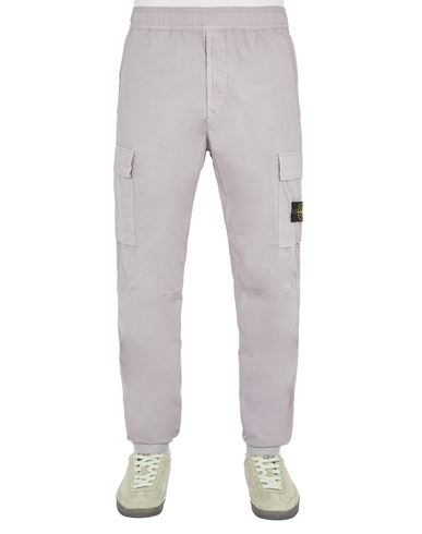 Stone Island Pantalons Gris Coton, Élasthanne In Pink