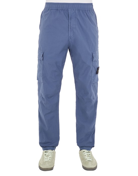 Stone Island Pantalons Bleu Coton, Élasthanne In Blue