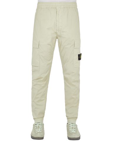 Stone Island Trouseralons Vert Coton, Élasthanne In Neutral