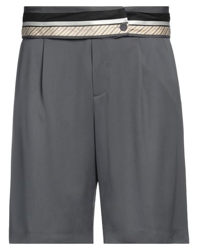 Shop Dior Homme Man Shorts & Bermuda Shorts Lead Size 36 Virgin Wool, Polyester, Cotton In Grey