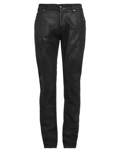 Just Cavalli Man Jeans Black Size 32 Cotton, Elastane, Bovine Leather